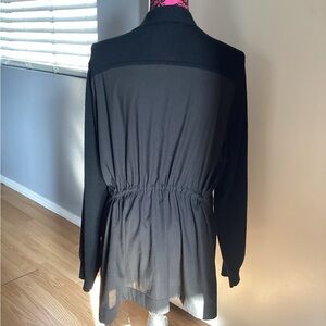 Calvin Klein Black Open Front Cardigan With Sheer Back 2X